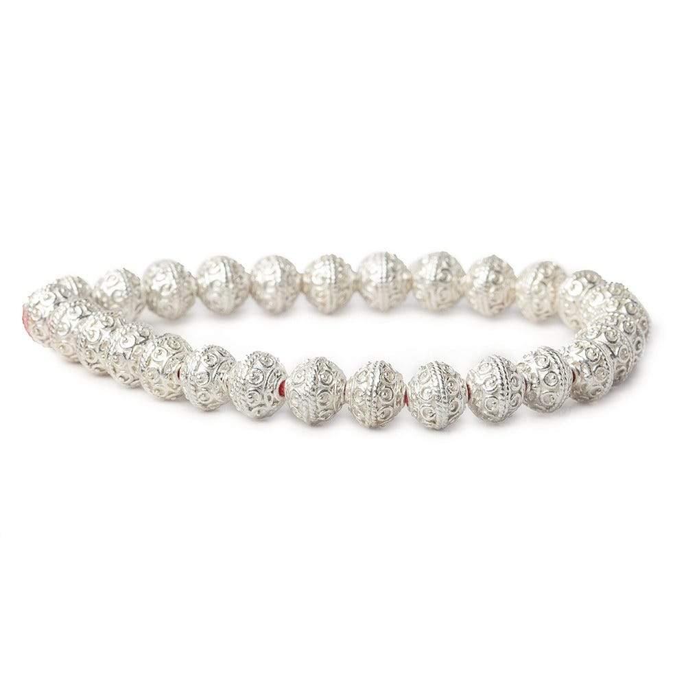 8mm Silver Plated Copper Roval Persian Beads 8 inch 28 pieces (ONLINE ORDER ONLY)