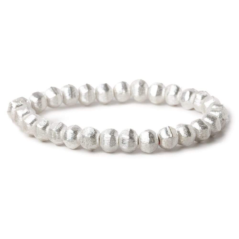 8mm Sterling Silver plated Copper Brushed Hexagon Beads 8 inch 30 pcs (ONLINE ORDER ONLY)