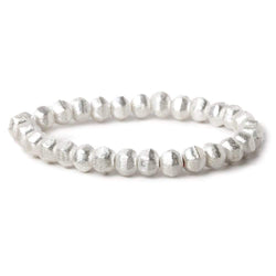 8mm Sterling Silver plated Copper Brushed Hexagon Beads 8 inch 30 pcs (ONLINE ORDER ONLY)