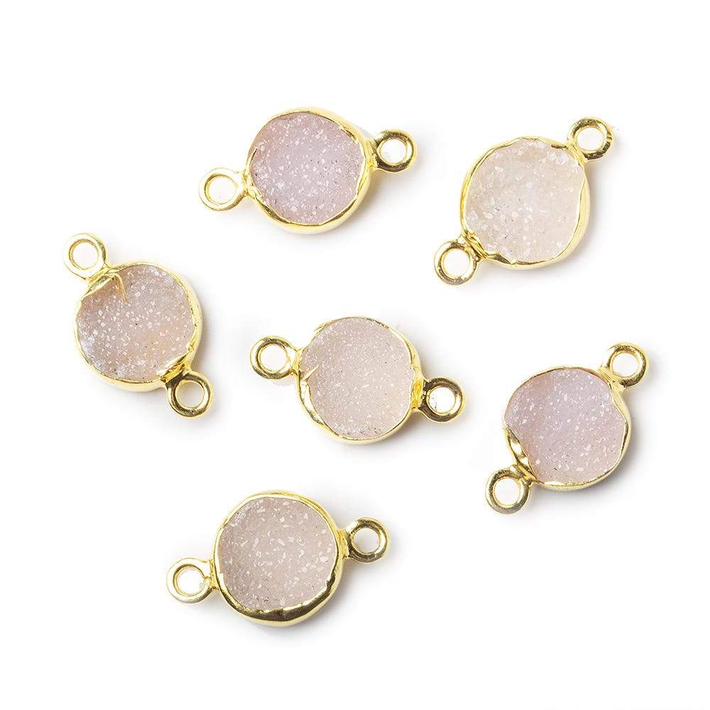 8mm Vermeil Bezel Pink Drusy Coin Connector 1 piece (ONLINE ORDER ONLY)