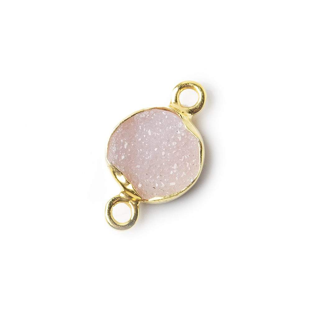 8mm Vermeil Bezel Pink Drusy Coin Connector 1 piece (ONLINE ORDER ONLY)