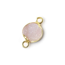 8mm Vermeil Bezel Pink Drusy Coin Connector 1 piece (ONLINE ORDER ONLY)