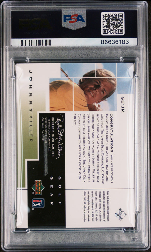 2003 UPPER DECK GEAR EAGLE JOHNNY MILLER #GE-JM - PSA 10 RELIC (Online Order Only)