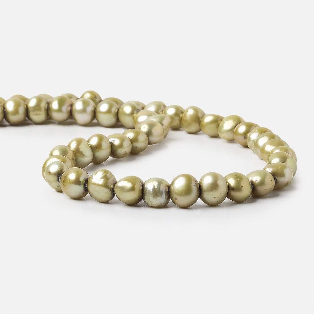 8x10-8x11mm Pale Lemongrass Baroque 2.5mm large hole Pearls 15 in. 48 pcs (ONLINE ORDER ONLY)