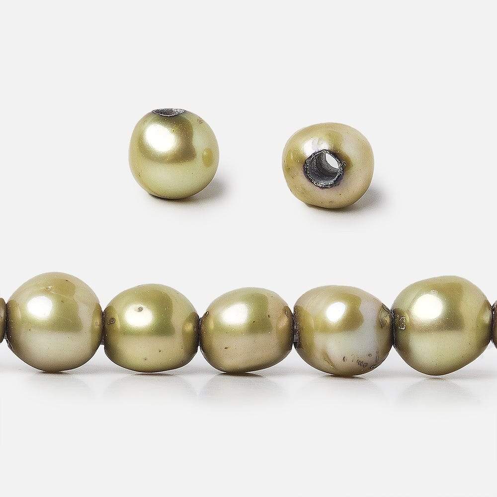 8x10-8x11mm Pale Lemongrass Baroque 2.5mm large hole Pearls 15 in. 48 pcs (ONLINE ORDER ONLY)