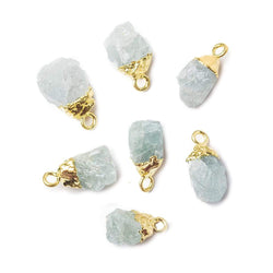 8x4x5mm Gold Leafed Aquamarine Unpolished Natural Crystal Pendant 1 piece (ONLINE ORDER ONLY)