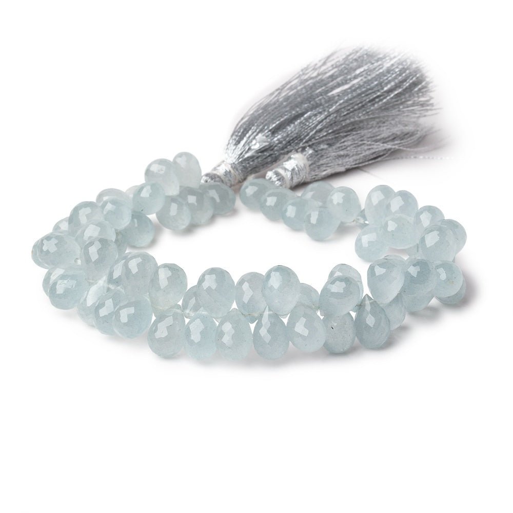 8x6-9x6.5mm Aquamarine Faceted Tear Drop Beads 7.5 inch 70 pieces AAA (ONLINE ORDER ONLY)