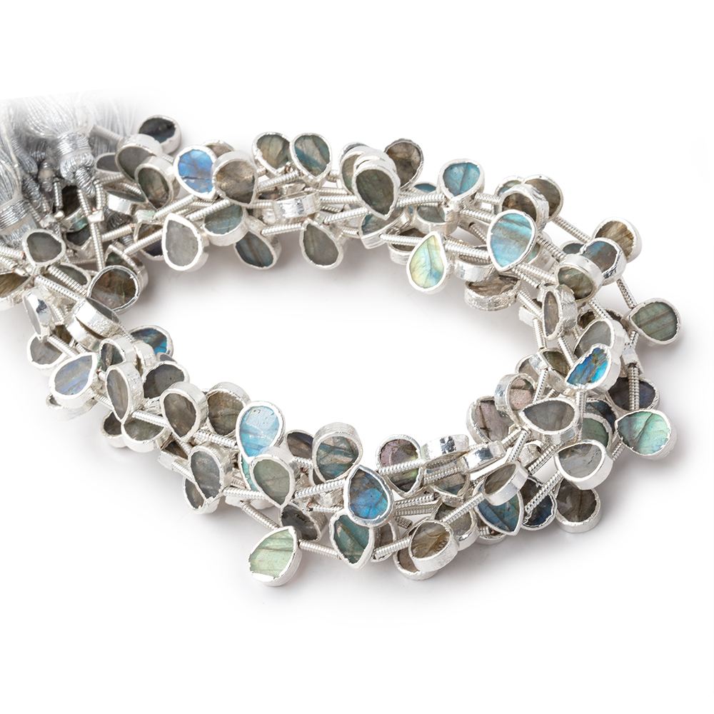 8x6mm Silver Leafed Labradorite Plain Pear Strand 20 Beads (ONLINE ORDER ONLY)