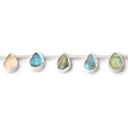 8x6mm Silver Leafed Labradorite Plain Pear Strand 20 Beads (ONLINE ORDER ONLY)