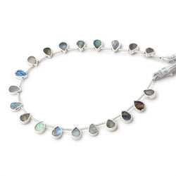 8x6mm Silver Leafed Labradorite Plain Pear Strand 20 Beads (ONLINE ORDER ONLY)