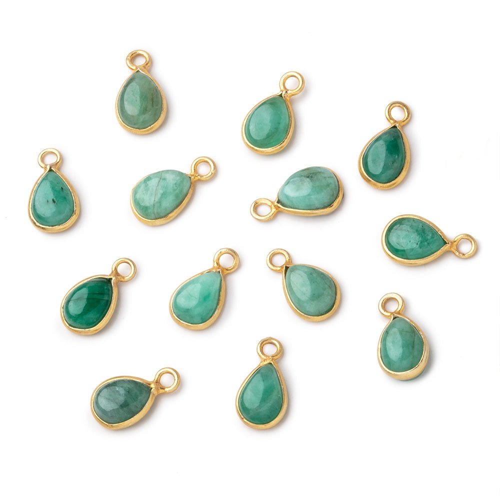 8x6mm Vermeil Bezel Emerald Plain Pear Pendant 1 piece (ONLINE ORDER ONLY)