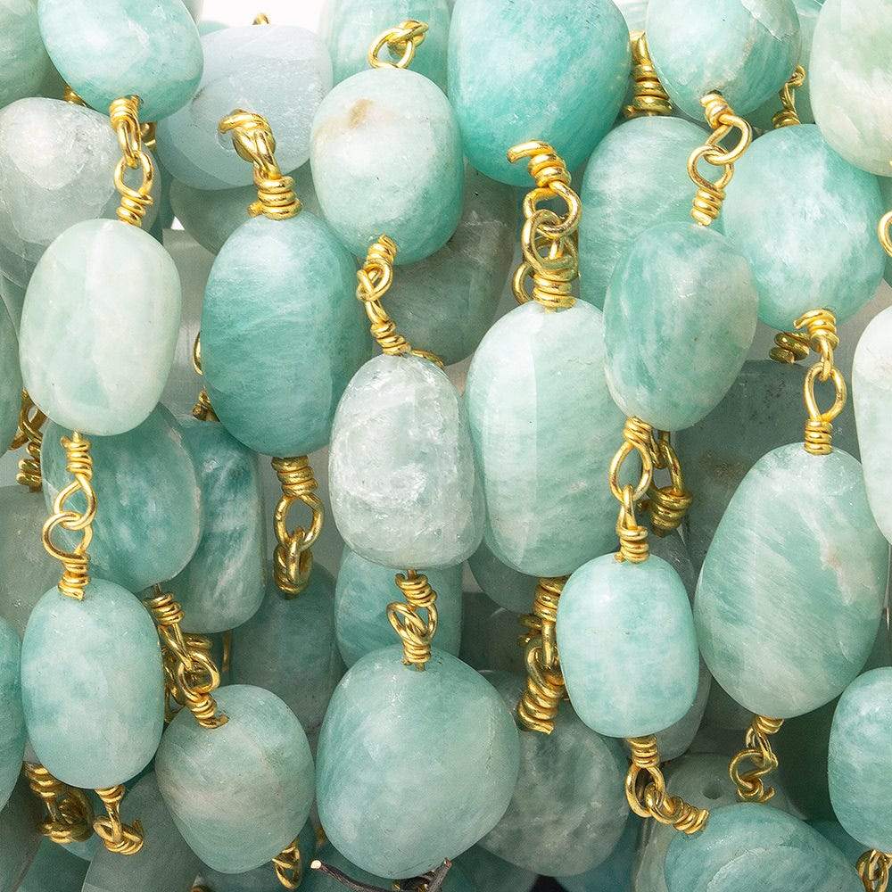 8x7-10x8mm Matte Amazonite plain nugget Gold plated Chain by the foot (ONLINE ORDER ONLY)