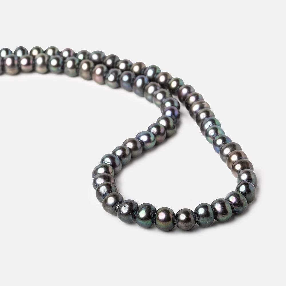 8x7-9x7mm Pistachio Peacock Off Round 2.5mm Large Hole Freshwater Pearl 55 pcs (ONLINE ORDER ONLY)