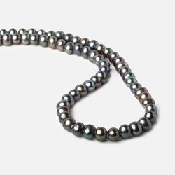 8x7-9x7mm Pistachio Peacock Off Round 2.5mm Large Hole Freshwater Pearl 55 pcs (ONLINE ORDER ONLY)