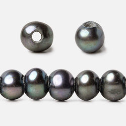 8x7-9x7mm Pistachio Peacock Off Round 2.5mm Large Hole Freshwater Pearl 55 pcs (ONLINE ORDER ONLY)