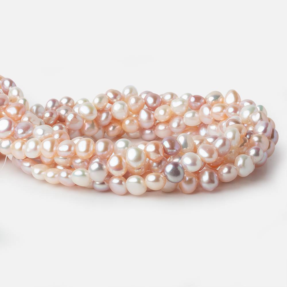 8x7-9x8mm TriColor Side Drill Baroque Freshwater Pearl 16 inch 49 pieces A (ONLINE ORDER ONLY)