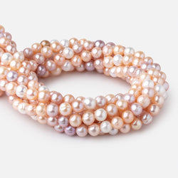 8x7.5mm Tri Color Off Round Freshwater Pearls 15 inch 45 Beads (ONLINE ORDER ONLY)