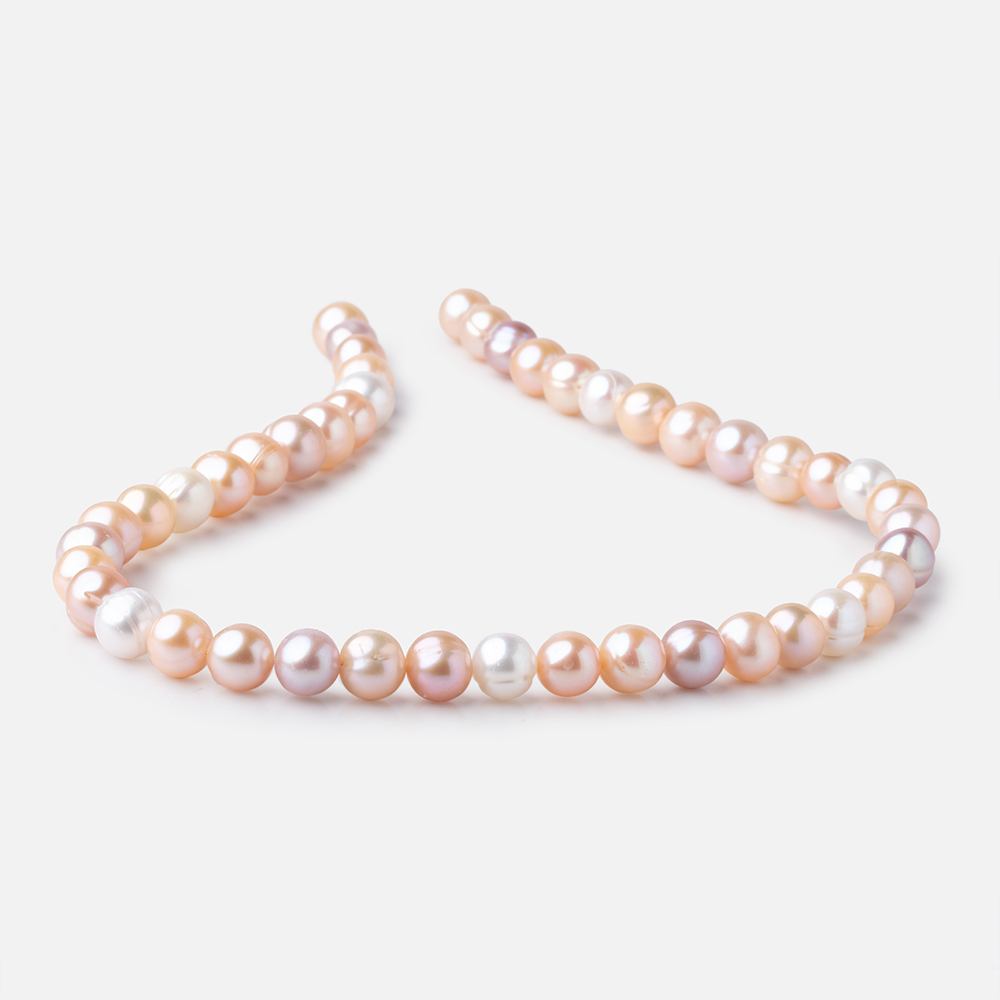 8x7.5mm Tri Color Off Round Freshwater Pearls 15 inch 45 Beads (ONLINE ORDER ONLY)