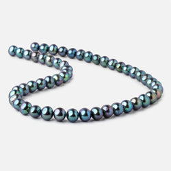 8x7mm Green Peacock Off Round Freshwater Pearls 15.5 inch 52 pieces (ONLINE ORDER ONLY)