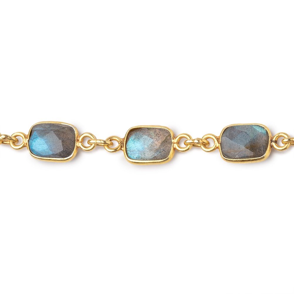 8x7mm Labradorite Faceted Rectangle Vermeil Bezeled Chain (ONLINE ORDER ONLY)