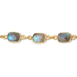 8x7mm Labradorite Faceted Rectangle Vermeil Bezeled Chain (ONLINE ORDER ONLY)