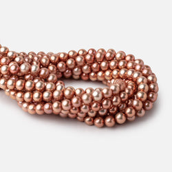 8x7mm Light Copper Off Round Freshwater Pearls 15.5 inch 53 Beads AA (ONLINE ORDER ONLY)