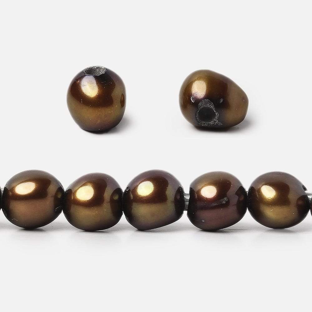 8x8- 8x10mm Golden Brown Baroque 2.5mm large hole Pearls 15 in. 48 pcs (ONLINE ORDER ONLY)