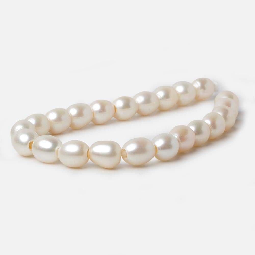 8x8.5-8x9mm White Straight Drilled Oval Large Hole pearls 8 inch 22 pieces AA (ONLINE ORDER ONLY)