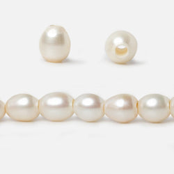 8x8.5-8x9mm White Straight Drilled Oval Large Hole pearls 8 inch 22 pieces AA (ONLINE ORDER ONLY)