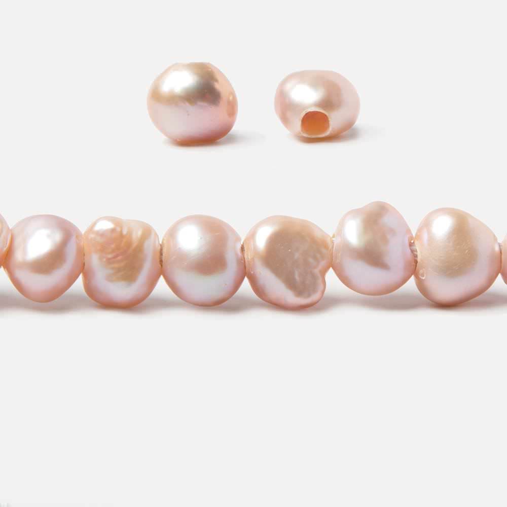 8x8.5-9x10.5mm Bridal Peach Baroque 2.5mm large hole Pearls 15 in. 48 pcs (ONLINE ORDER ONLY)