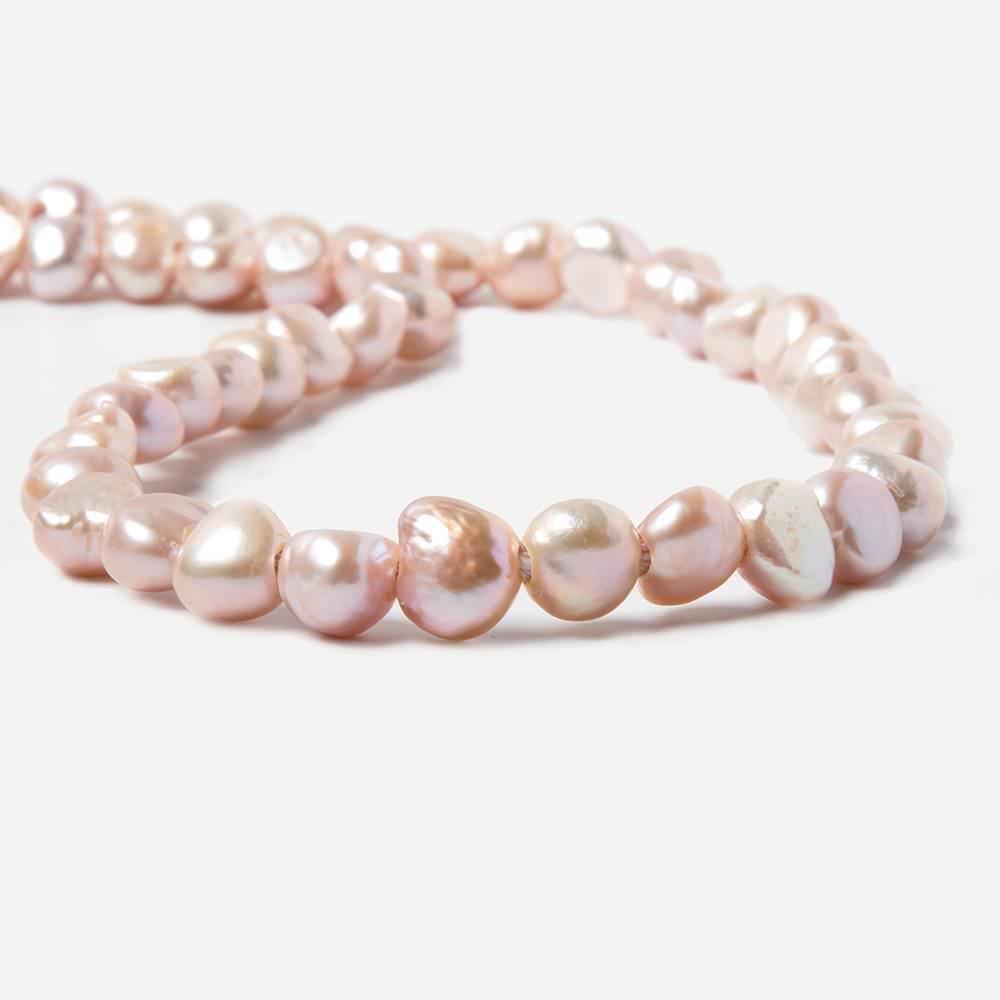8x8.5-9x10.5mm Bridal Peach Baroque 2.5mm large hole Pearls 15 in. 48 pcs (ONLINE ORDER ONLY)