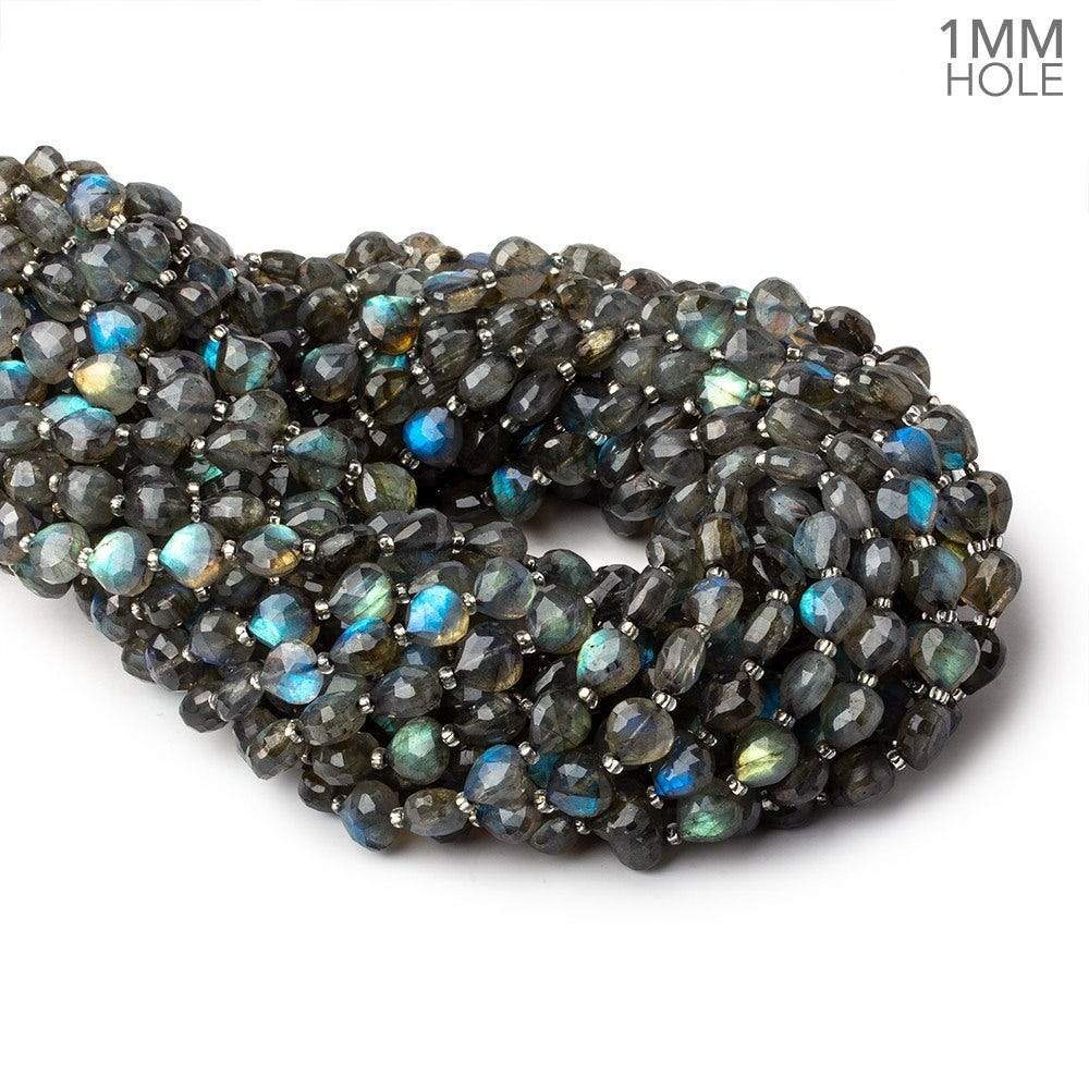 8x8mm Labradorite calibrated faceted hearts 16 inch 43 beads AAA 1mm Hole (ONLINE ORDER ONLY)