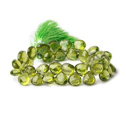 8x8mm Peridot Faceted Heart Briolette Beads 7 inch 39 pieces
