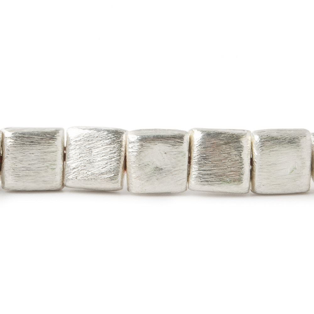 8mm Silver Plated Brushed Square Beads 8 inch 25 pieces (ONLINE ORDER ONLY)