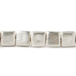 8mm Silver Plated Brushed Square Beads 8 inch 25 pieces (ONLINE ORDER ONLY)