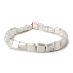 8mm Silver Plated Brushed Square Beads 8 inch 25 pieces (ONLINE ORDER ONLY)