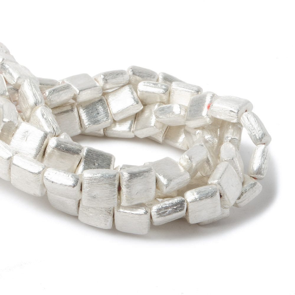 8mm Silver Plated Brushed Square Beads 8 inch 25 pieces (ONLINE ORDER ONLY)