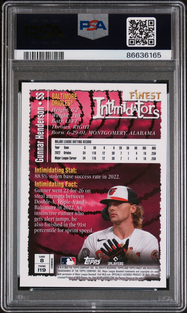 2023 TOPPS FINEST FLASHBACKS GUNNAR HENDERSON  #8 - PSA 9 (Online Order Only)