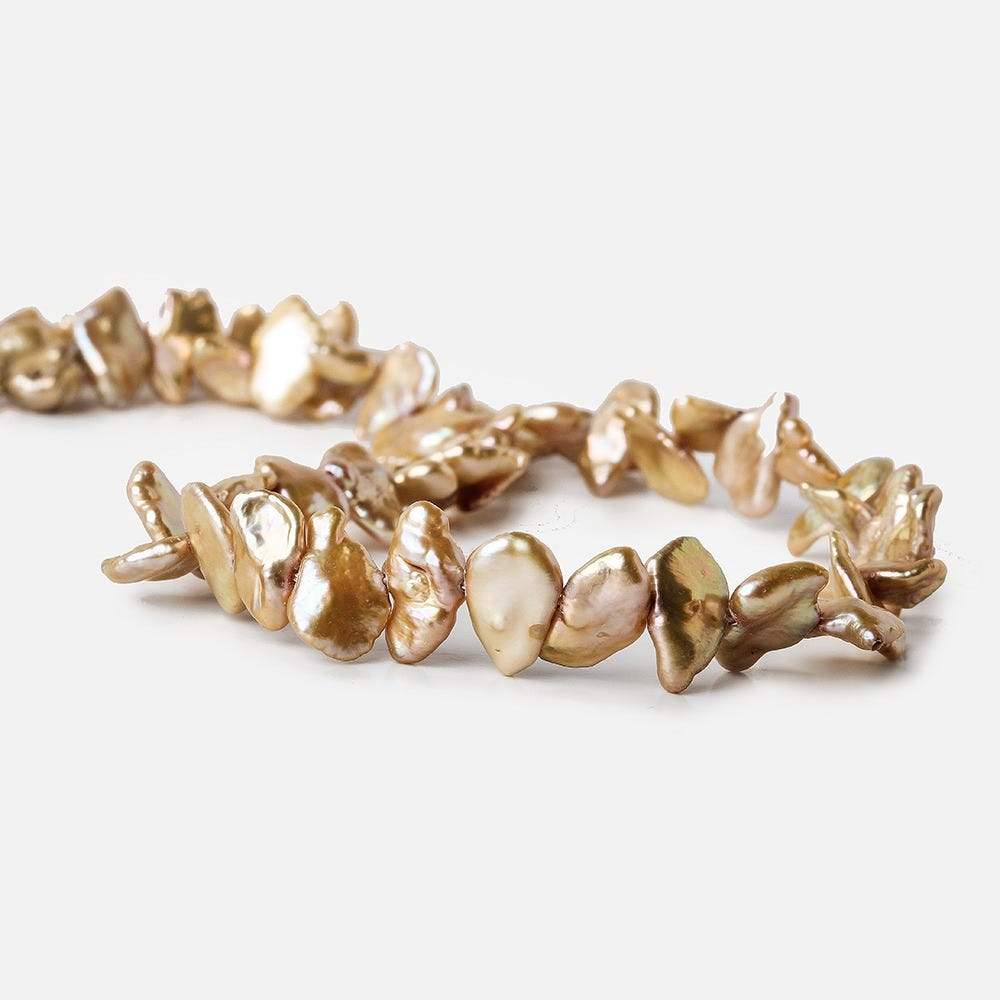 9-10mm Champagne Brown Keshi Side Drilled Freshwater Pearls, 15.5 inch, 70 pieces (ONLINE ORDER ONLY)