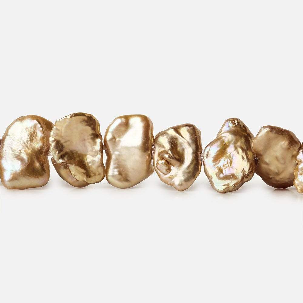 9-10mm Champagne Brown Keshi Side Drilled Freshwater Pearls, 15.5 inch, 70 pieces (ONLINE ORDER ONLY)