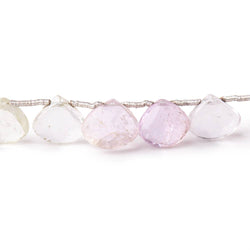 9-10mm Kunzite and Hiddenite Faceted Heart Beads 7.5 inch 18 pieces