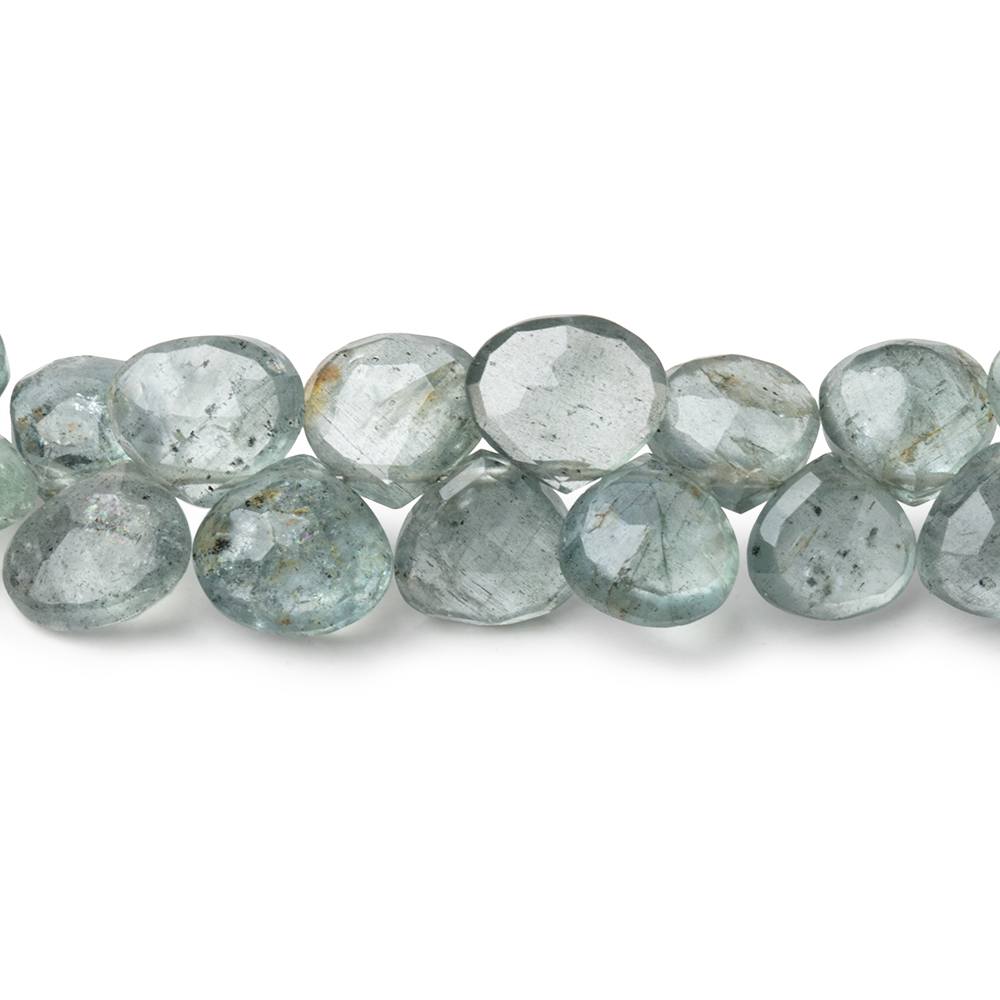 9-10mm Moss Aquamarine Faceted Heart Beads 8 inch 40 pieces AA (ONLINE ORDER ONLY)