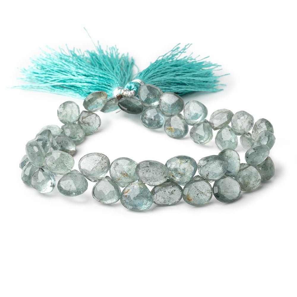 9-10mm Moss Aquamarine Faceted Heart Beads 8 inch 40 pieces AA (ONLINE ORDER ONLY)