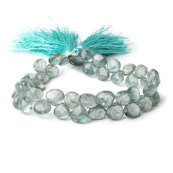 9-10mm Moss Aquamarine Faceted Heart Beads 8 inch 40 pieces AA (ONLINE ORDER ONLY)