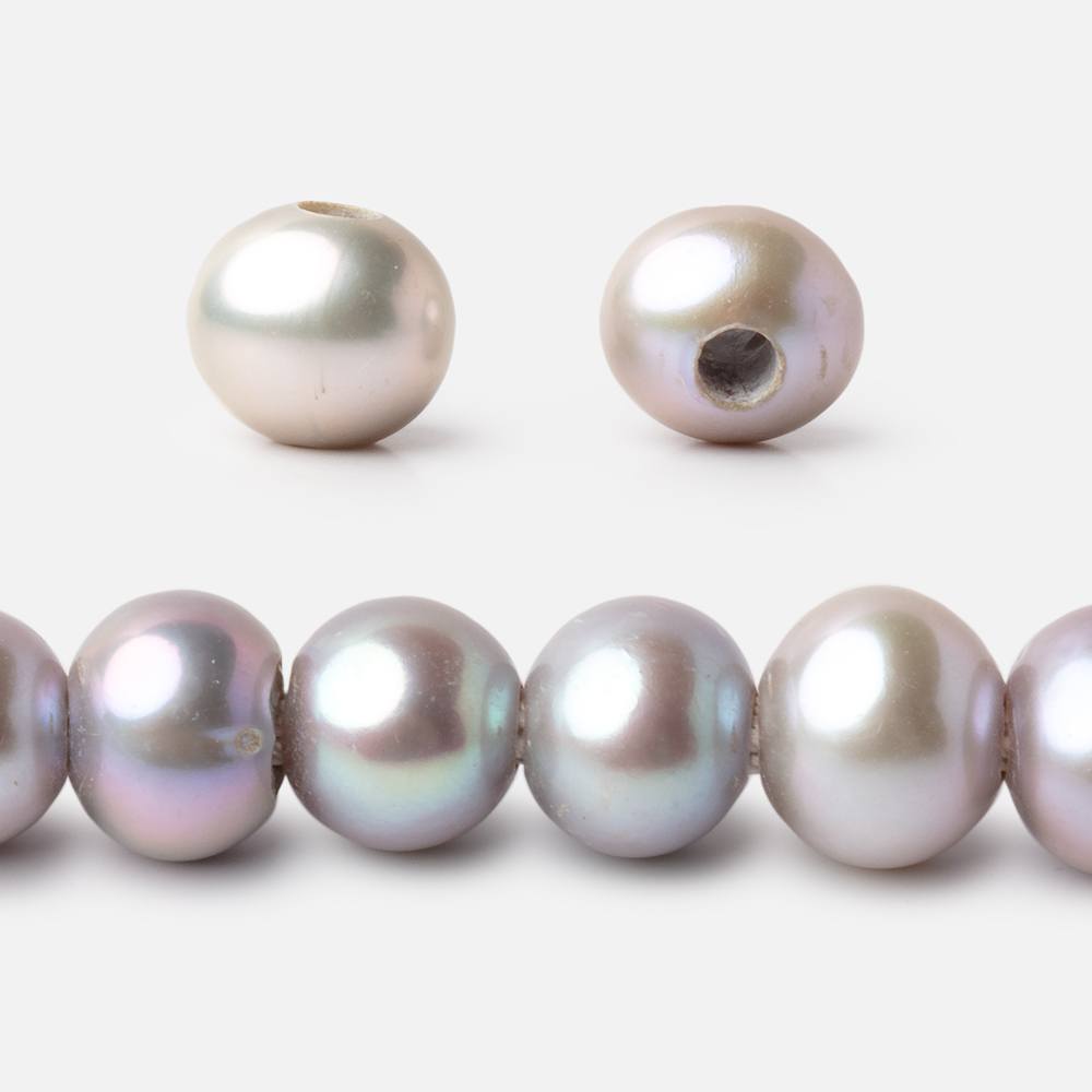 9-10mm Pinkish Silver Large Hole Off Round Freshwater Pearls 15 inches 51 Beads (ONLINE ORDER ONLY)