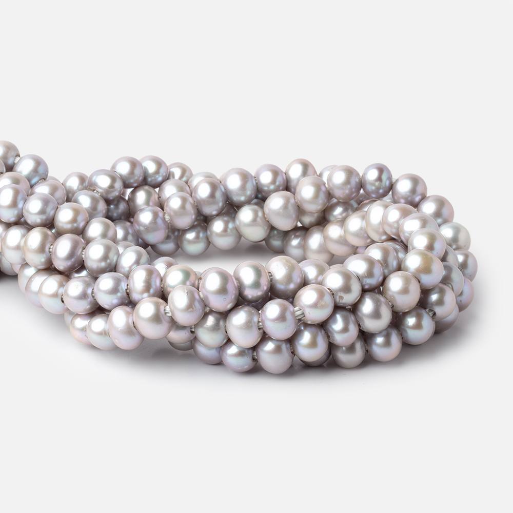 9-10mm Pinkish Silver Large Hole Off Round Freshwater Pearls 15 inches 51 Beads (ONLINE ORDER ONLY)