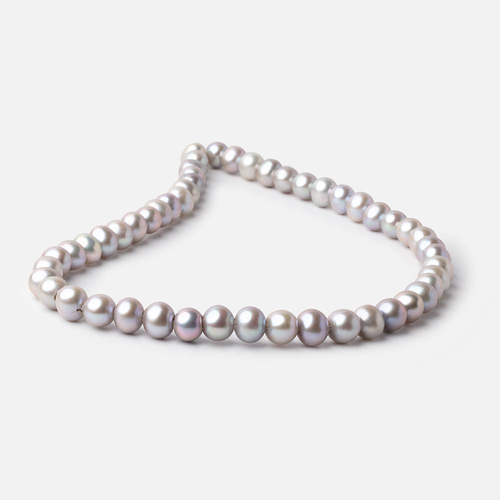 9-10mm Pinkish Silver Large Hole Off Round Freshwater Pearls 15 inches 51 Beads (ONLINE ORDER ONLY)