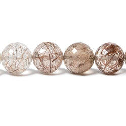9-10mm Rutilated Quartz Faceted Rounds 16 inches 43 Beads (ONLINE ORDER ONLY)