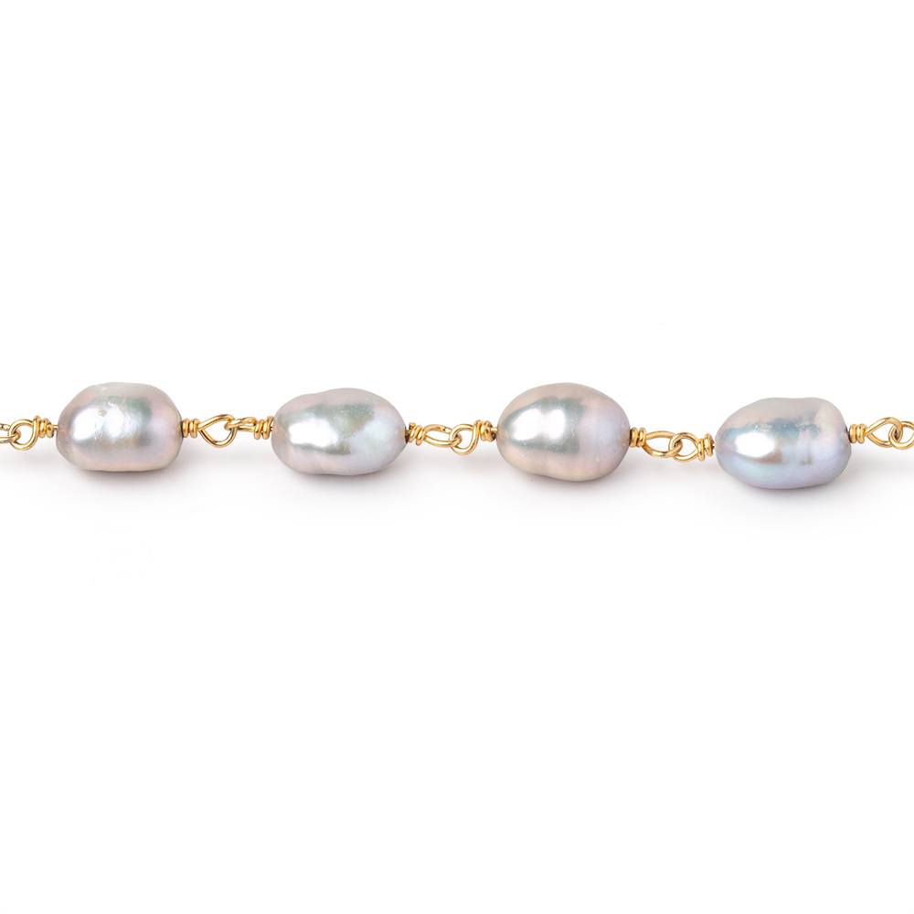 9-10mm Silver Baroque Pearls on Vermeil Chain (ONLINE ORDER ONLY)