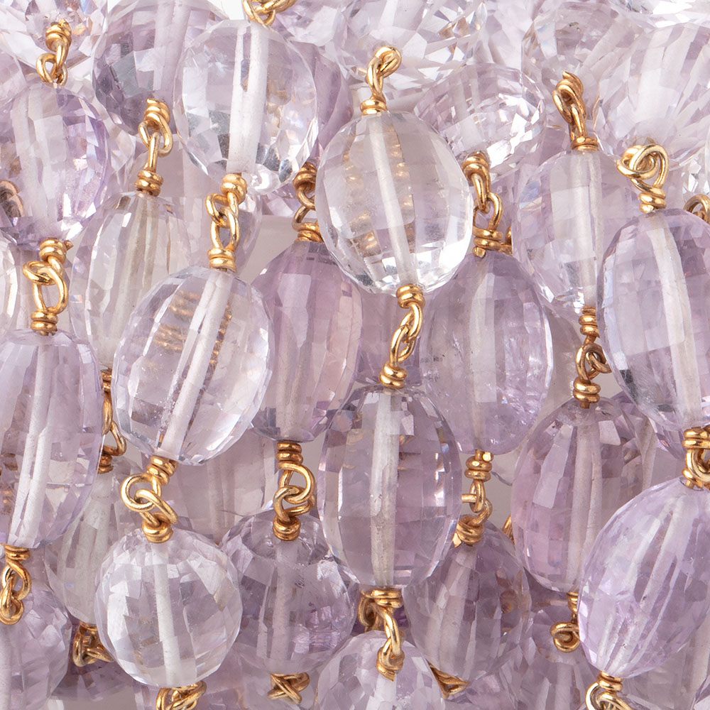 9-11mm Pink Amethyst Faceted Oval Beads on Vermeil Chain